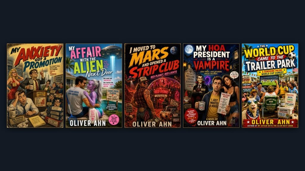 Five Oliver Ahn novel covers in a row