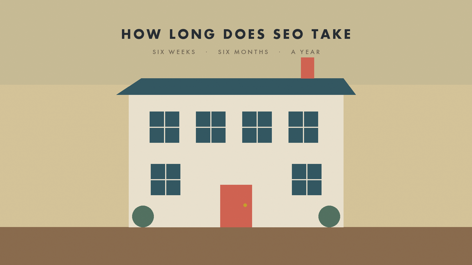 A symmetrical illustrated house with the title How Long Does SEO Take